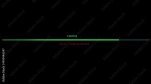 Green Loading Bar with Error Message in Red on a Black Screen, Indicating Loading Failed and System Malfunction.