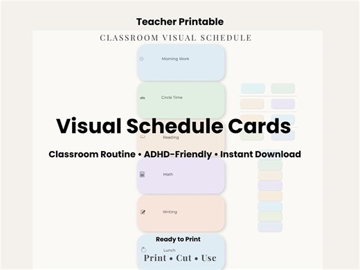 Classroom Visual Schedule Printable | ADHD Daily Routine Chart | Classroom Schedule Template | Teacher Planner PDF | Homeschool Routine Card - Etsy