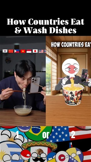 How countries eat & wash dishes #countryhumans