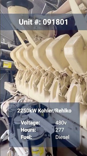 2250kW Kohler Rehlko Diesel Generator LOAD BANK TEST | 3-Phase, 480V Unit 91801