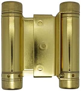 3" Double Action Spring Hinge Saloon Door Hinge | Cafe Doors,Door Hinge for In & Out Doorway Swing,Commercial Grade Double Swing Hinge,Heavy Duty Door Hinge- Swinging Cafe Doors (Polished Brass,Qty-1)