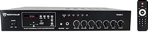 Rockville RCS80-1 60 Watt 70V/100V Commercial Amplifier/Bluetooth 5.0 Receiver, Supports 4/8/16 Ohm Speakers, USB/SD/FM/RCA/Mic, for Restaurants and Offices