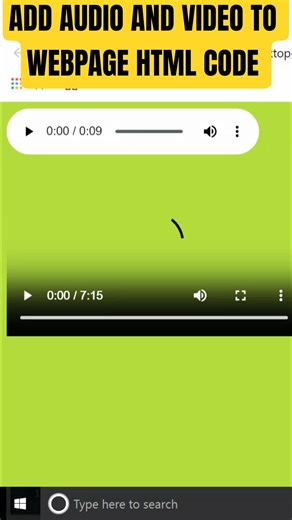 ADD AUDIO AND VIDEO TO WEBPAGE HTML CODE #htmltutorial #html5 #htmlcode #htmlelements