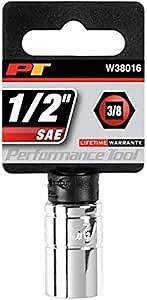 Performance Tool W38016 6-Point Socket, 3/8-Inch Drive, 1/2