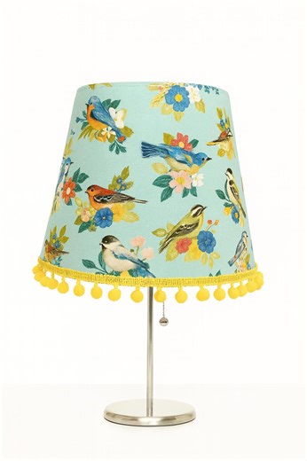 Turquoise and Yellow Bird Shade and Cover. Fits Medium Sized Table Lamps. - Etsy