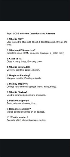 Top 10 Css interview questions #css #css3