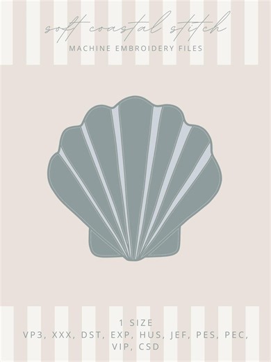 Seashell Machine Embroidery Design | Coastal Beach File (PES DST JEF) - Etsy