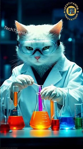 Scientist Cat Discovers Chemistry Magic | Viral Lab Experiments in 4K #Shorts