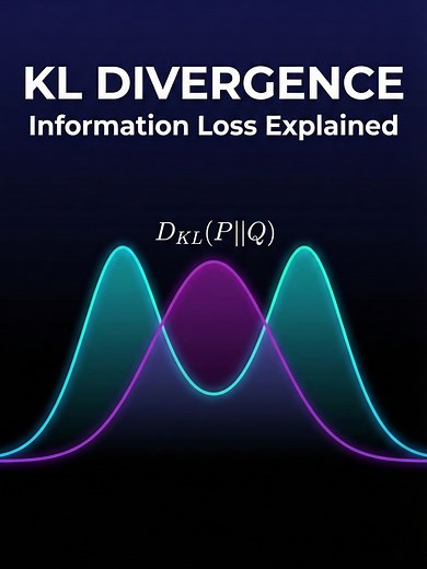How do we measure when one probability distribution fails to match another? 📊 KL divergence quantifies the information lost when approximating distribution P with Q. It's the foundation of: → Neural network training (cross-entropy loss) → Variational autoencoders (VAEs) → Knowledge distillation → Policy optimization in RL The key insight: it's asymmetric. Forward KL is mean-seeking, reverse KL is mode-seeking.