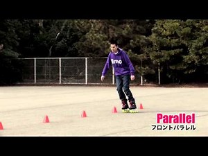 フロントパラレル：インラインスケート スラローム技