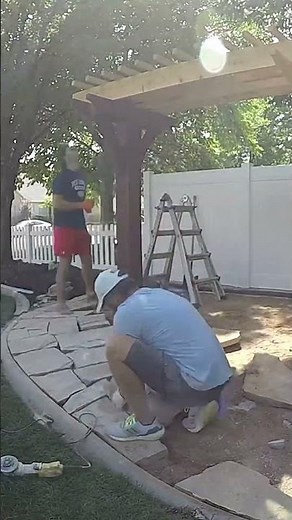 Installing Flagstone Pavers #paverblocks #backyardgoals #backyarddesign