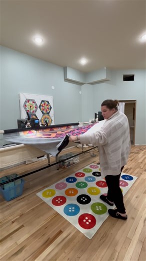 First quilt quilted in the new studio! We aren’t technically open yet but I did a test run to make sure my longarm is set up and working properly. Jonathan really impressed me with how easily he reassembled this thing! | Krista Stitched