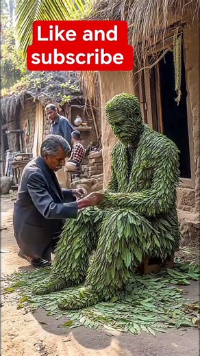 🌿 Incredible Leaf Man Sculpture | Mind-Blowing Handmade Nature Art #shorts #ai