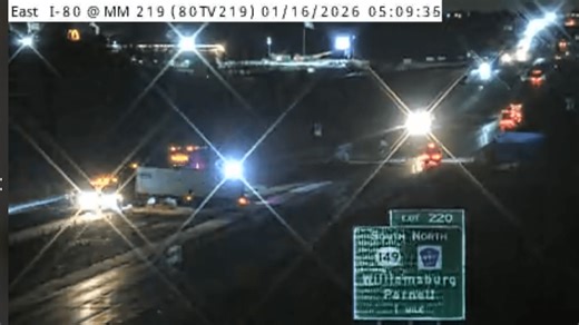 Traffic alert: Westbound I-80 lane blocked by crash near Williamsburg