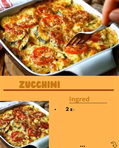 Zucchini Tomato Gratin Ingredients (for 5 people): 2 zucchinis (thinly sliced) 3 tomatoes (sliced) 2 eggs 200 ml heavy cream 100 g grated cheese (Gruyère, mozzarella or Parmesan) 1 garlic clove (minced) Dried herbs (thyme, oregano, basil) Salt & pepper Instructions: Preheat oven to 180°C. Lightly sauté zucchini slices with garlic. Layer zucchini and tomato slices in a greased baking dish. Whisk eggs, cream, herbs, salt & pepper, pour over vegetables. Top with cheese and bake 30–35 min until gold