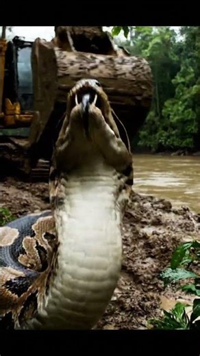Ultimately amazing a huge python attacking an excavator. #survival #wildlife #carp #crocodile #fish
