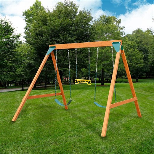 Gorilla Playsets DIY Ranger Wooden Outdoor Swing Set with Swings and Trapeze Bar 01-1104 - The Home Depot