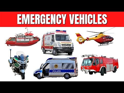 EMERGENCY VEHICLES Names and Sounds | Fire Truck, Police Car, Ambulance for Children, Toddlers