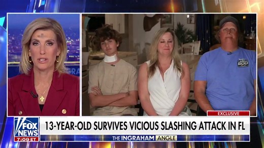 🚨 13-YEAR-OLD SURVIVES VICIOUS SLASHING ATTACK IN FL “IT CAME OUT OF NOWHERE.” 13-year-old Sullivan Clarke: “He came up behind me with a box cutter… I happened to be turning my head. He missed my throat.” | Laura Ingraham