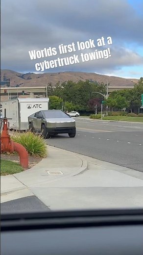 Tesla Cybertruck towing an enclosed trailer!