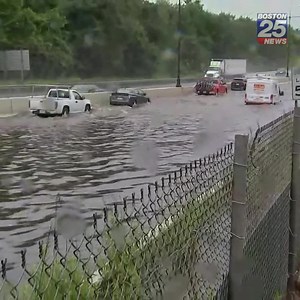 Wow. Serious flooding on Route 146 in #Worcester. Remember: DO NOT drive through floodwaters. Live updates: boston25.com/3hVDKVY | Boston 25 News