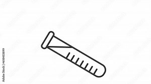 Animated sample tube line icon. Test tube leaning and dripping drop animation. Laboratory equipment. Science lab. Loop HD video with alpha channel, transparent background. Outline motion graphic