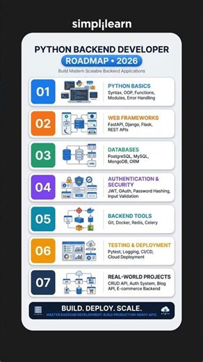 Python Backend Developer Roadmap | How To Become A Python Backend Developer | #Shorts | #Simplilearn
