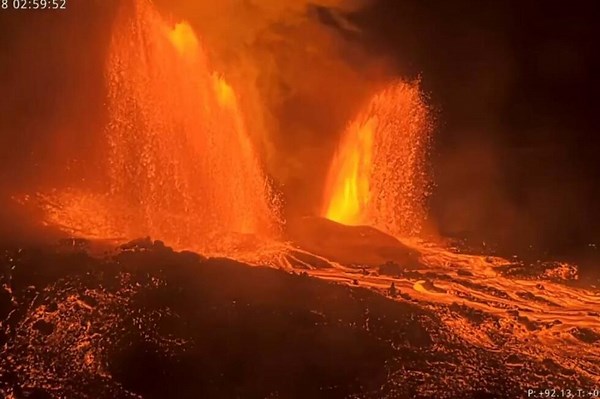 Lava spills from the erupting Kilauea volcano in Hawaii