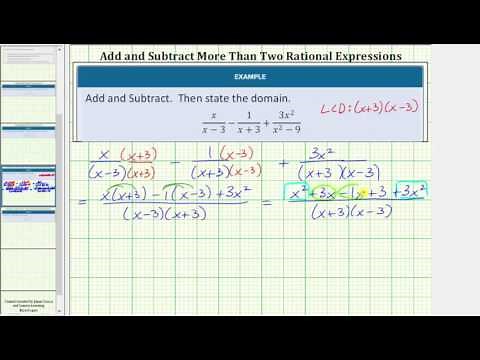 Add and Subtract Rational Expressions with UnLike Denominators - 3 Expressions
