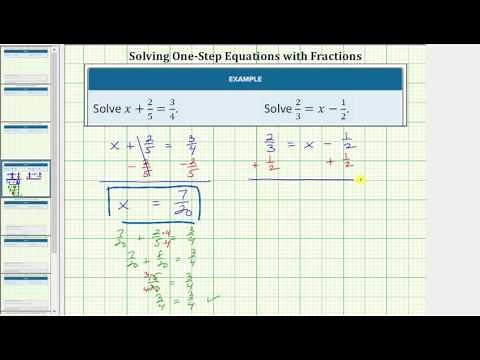 Solving One Step Equations Using Addition and Subtraction (Fractions)