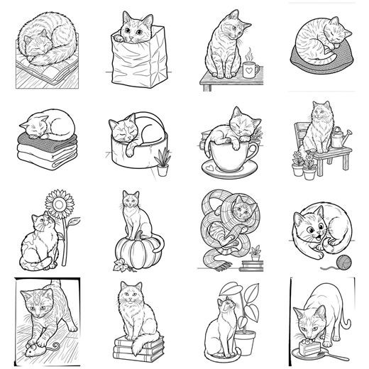Cute Cats Coloring Page PDF, Bold and Easy Designs for Adults & Seniors, Cat Lover Gift, Cozy Coloring Book, Instant Download - Etsy