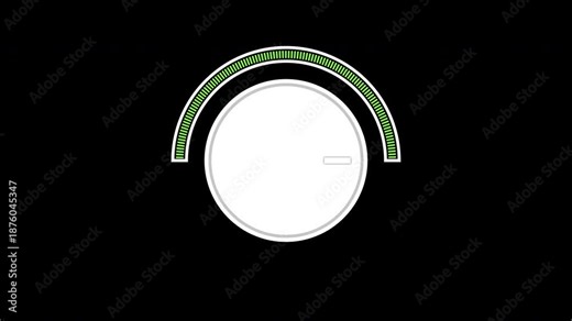 Animated circular gauge UI with progress arc meter indicator. Modern dashboard interface element for app, web, analytics and software presentation. 4K alpha channel transparent background.