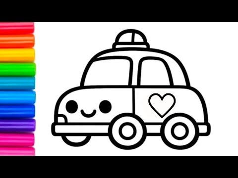 Cute Police Car 🚓🚨❤️ Drawing Painting Colouring for kids, Toddlers || Easy step by step Drawing...