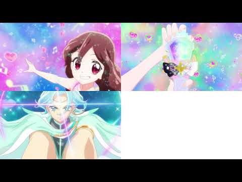Kimi To Idol Precure Henshin Comparison - Indies and Groups (synced from the start)