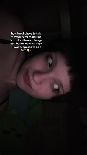 no applegate haha my bangs were this short the entire timeeee just don’t look at the running shots from two days ago 🥰 #fyp #haircut #theatre #mybad