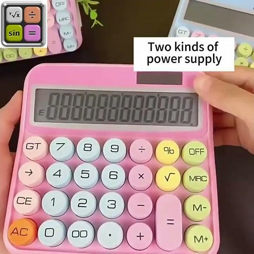 Colorful Big Size Calculator | 12 Digit Desktop Calculator | Battery Free Office Calculator