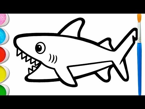 Shark Drawing, Painting and Coloring for Kids, Toddlers | How to Draw Sea Animals