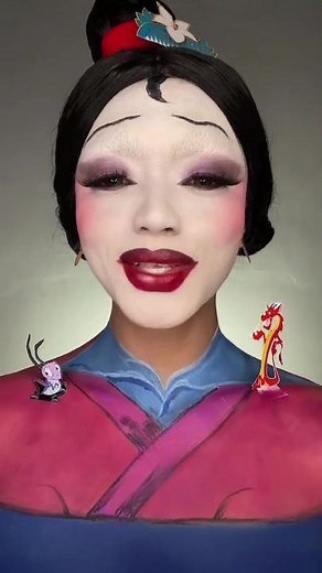 MULAN MAKEUP INSPIRED 🦗🐉🀄️ #makeuptransformation #mulan #makeupinspired #makeuptutorial #reflection #disneyprincess #disney #fyp #pachie23