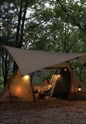 Pretty girl A Day Camping in The Forest Near Home🏕️🏕️ Unexpectedly Encountered a Heavy Rain #girlcamping #camping #outdoors #asmr #relax