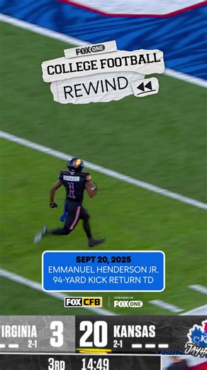 Henderson hit the gas 💨 #ArizonaState vs #Kansas at 12P ET streaming LIVE on FOX One Sept 19. @cfbonfox