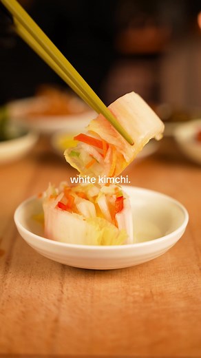 Banchan: The Game. Lvl 28 - Baek Kimchi! A non-spicy white kimchi bathed in a fruity brine.🍐 #banchan #kimchi #kimchimaking #healthysnackidea #sidedish