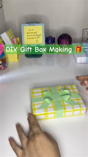 DIY Gift Box Making 🎁 | Easy Paper Gift Box with Ribbon Bow | Handmade Gift Idea #Shorts
