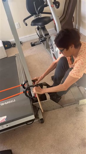 Hubby bought some used rowing (a single and double seater) sculls- and removed the seat shown here. The resistance bands are wrapped around my treadmill. Now i can prepare my body to be strong, coordinated and ready to try something new in spring! | The Recycling Occupational Therapist