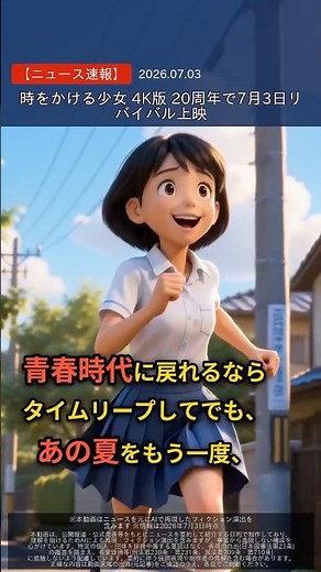 細田守監督のあの青春アニメ映画『時をかける少女』もう公開から“20年”!?⏳🌻4K版が7月3日から全国147館でリバイバル上映！2026.7.3 #時をかける少女 #映画 #細田守 #ぴよニュース