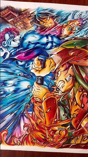 Demon slayer pen drawing Akaza vs tanjiro, giyu #art #pendrawing #demonslayer #viral #shorts