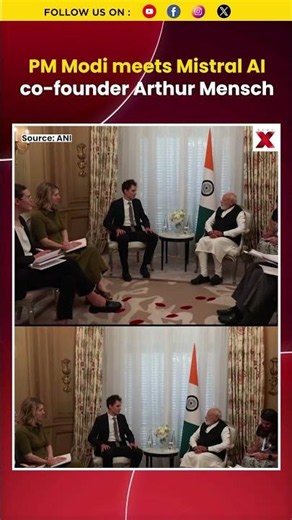 #moment | PM Modi Meets Mistral AI CEO Arthur Mensch to Boost AI Collaboration Talks #shorts