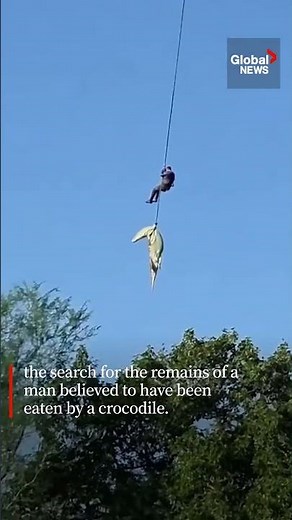 “Dangerous” operation as officer hoisted into croc-infested waters to search for human remains 🐊