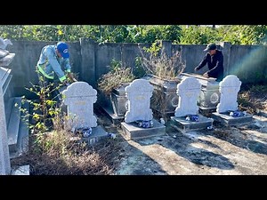 Cleaning up the stone tomb that has not been visited for a long time