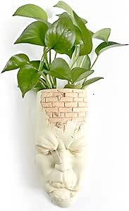 Wall Planter Face Wall Planters for Indoor Outdoor Plants, Wall Vase for Flowers, Wall Mounted Face Flower Pot Without Drainage, Hanging Wall Vase Head Planters for Wall Decor
