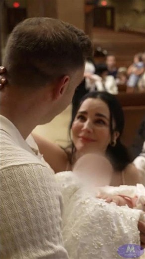 Martha Higareda and Lewis Howes celebrate their twin daughters' baptism with family and friends